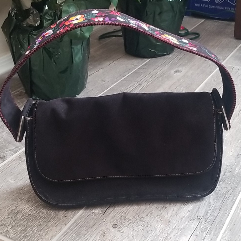 Nine West Boho Leather Trim Floral Handle Bag